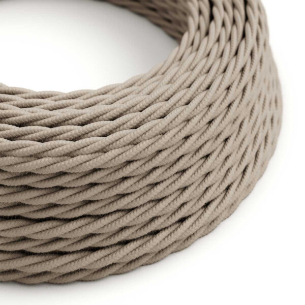 Gedraaide textielkabel, duifbeige katoen, voor doe-het-zelf-verlichting – MCFE0010043T4