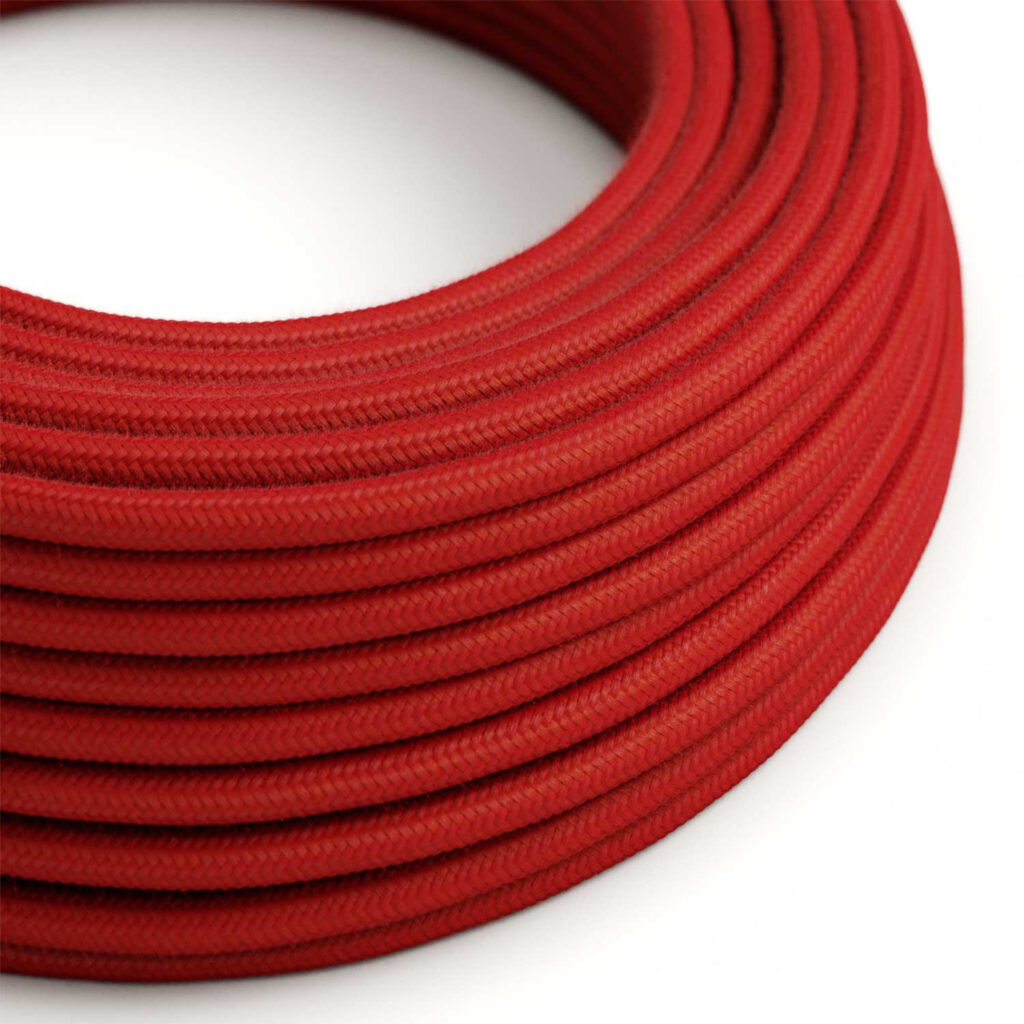Elektrischer Draht Textile runde Stoff Rot Feuer Baumwolle für DIY Hängelampe - MCFE0000244T4