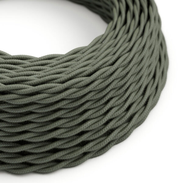 Gedraaide textielkabel, grijs-groen katoen, voor doe-het-zelf-verlichting – MCFE0010047T4