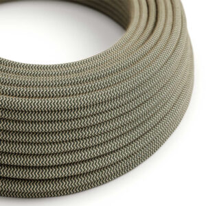 Fil Électrique Textile Rond Tissu Gris Anthracite Coton ZigZag pour lampe suspension DIY – MCFE0000259T4