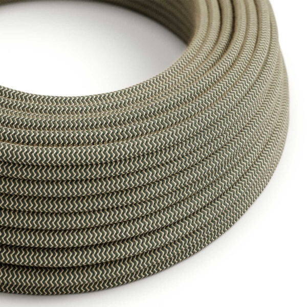 Ronde textielkabel, antracietgrijs katoen, zigzagpatroon, voor DIY-hanglamp – MCFE0000259T4