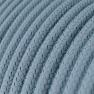 Fil Électrique Textile Rond Tissu Bleu Océan Coton – 1m pour lampe suspension DIY – MCFE0000246T4S01