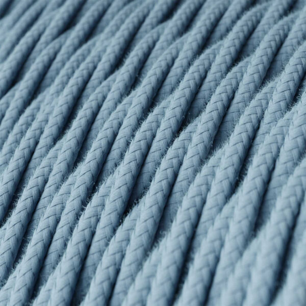 Twisted Textile Electrical Cable, Ocean Blue Cotton Fabric - MC Fact