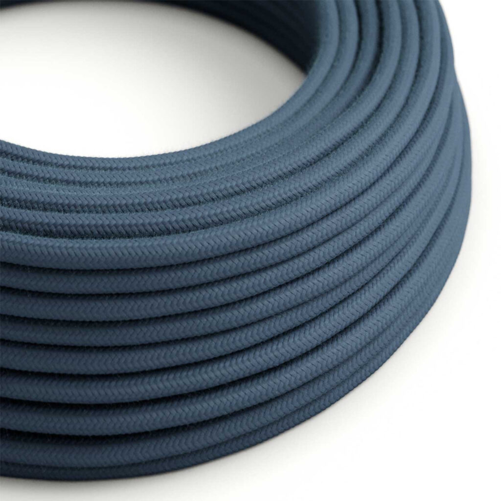 Fil Électrique Textile Rond Tissu Gris Pierre Coton pour lampe suspension DIY – MCFE0000245T4