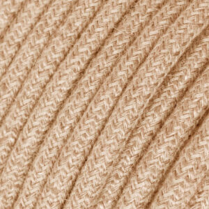 Fil Électrique Textile Rond Tissu Beige Jute – 1m pour lampe suspension DIY – MCFE0000248T7S01