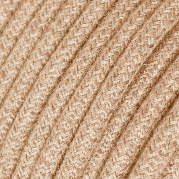 Fil Électrique Textile Rond Tissu Beige Jute – 1m pour lampe suspension DIY Round Textile Electrical Cord, Beige Jute Fabric – 1 m for DIY Pendant Light – MCFE0000248T7S01