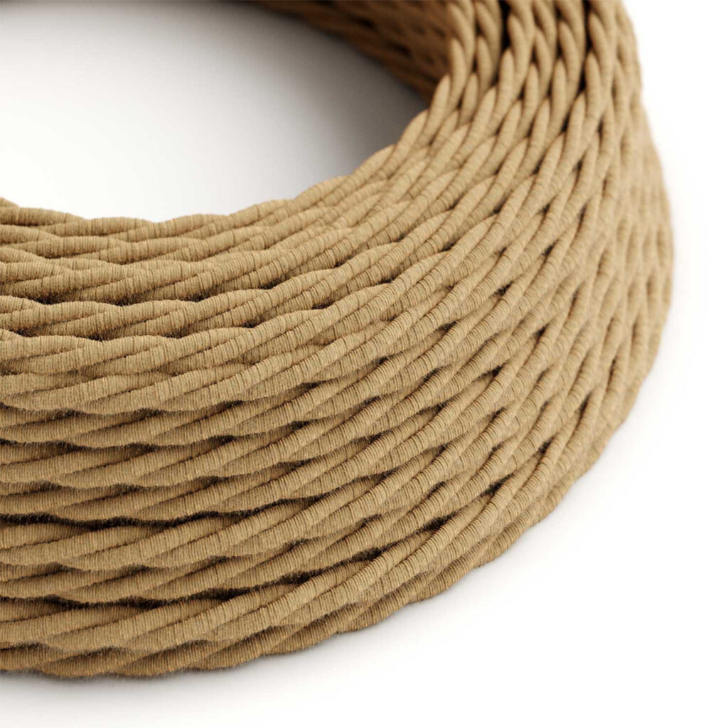 Fil Électrique Textile Torsadé Tissu Beige Jute pour luminaire DIY – MCFE0010048T7