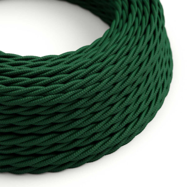 Fil Électrique Textile Torsadé Tissu Vert Foncé pour luminaire DIY Dark Green Twisted Textile Electrical Cord for DIY Lighting – MCFE0010005T2