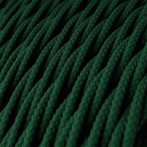 Fil Électrique Textile Torsadé Tissu Vert Foncé – 2 fils, 1m pour luminaire DIY Twisted Textile Electrical Wire, Dark Green – 2-wire, 1 m, for DIY lighting – MCFE0010105T2S01