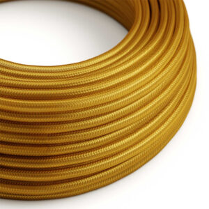 Fil Électrique Textile Rond Tissu Jaune Or pour lampe suspension DIY – MCFE0000230T2