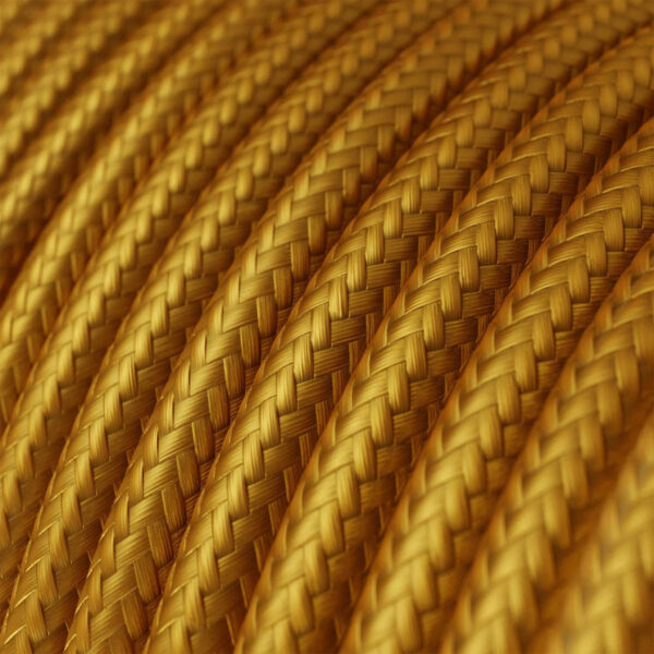 Fil Électrique Textile Rond Tissu Jaune Or – 1m pour lampe suspension DIY Round Textile Electrical Cord, Gold-Yellow Fabric – 1 m for DIY Pendant Light – MCFE0000230T2S01