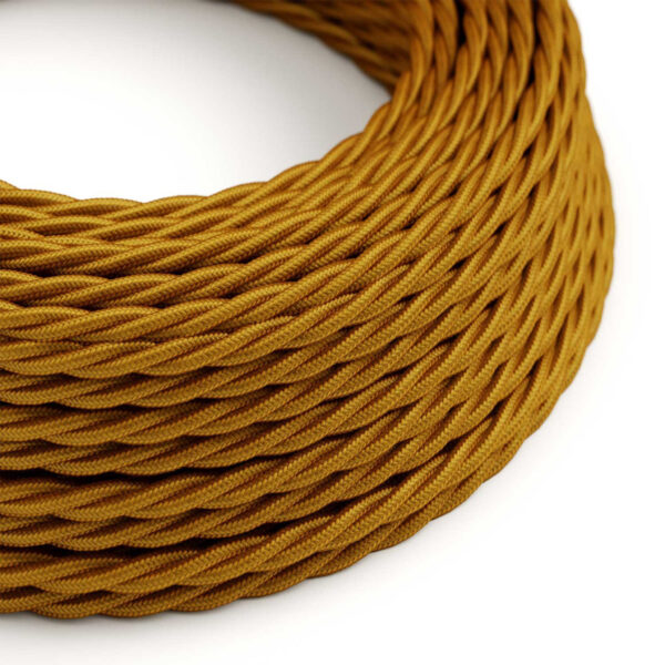 Fil Électrique Textile Torsadé Tissu Jaune Or pour luminaire DIY Gold-Yellow Twisted Textile Electrical Cord for DIY Lighting – MCFE0010030T2