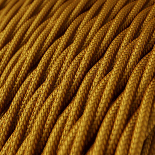 Fil Électrique Textile Torsadé Tissu Jaune Or – 2 fils, 1m pour luminaire DIY Gold-Yellow Twisted Textile Electrical Wire – 2-wire, 1 m, for DIY lighting – MCFE0010130T2S01
