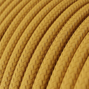 Fil Électrique Textile Rond Tissu Jaune Moutarde – 1m pour lampe suspension DIY – MCFE0000249T2S01