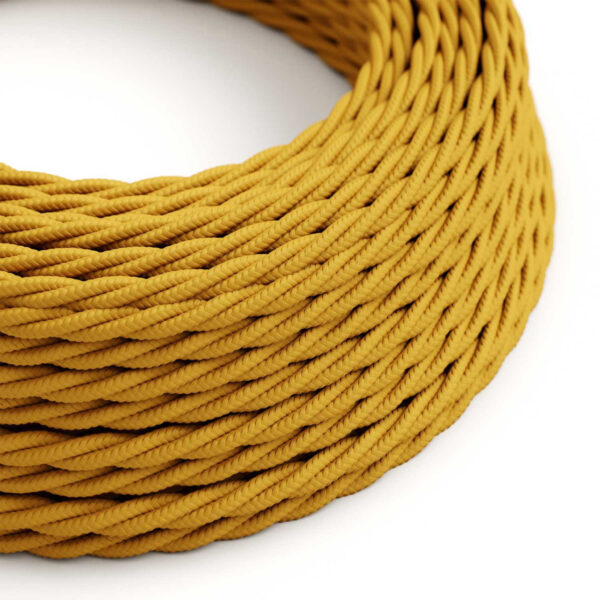 Fil Électrique Textile Torsadé Tissu Jaune Moutarde pour luminaire DIY Mustard Yellow Twisted Textile Electrical Cord for DIY Lighting – MCFE0010049T2
