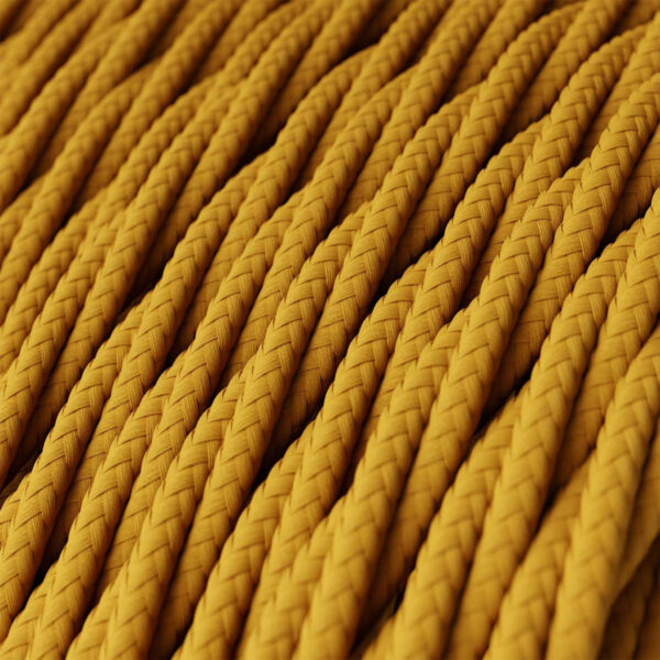Fil Électrique Textile Torsadé Tissu Jaune Moutarde – 2 fils, 1m pour luminaire DIY Twisted Textile Electrical Wire, Mustard Yellow – 2-wire, 1 m, for DIY lighting – MCFE0010149T2S01
