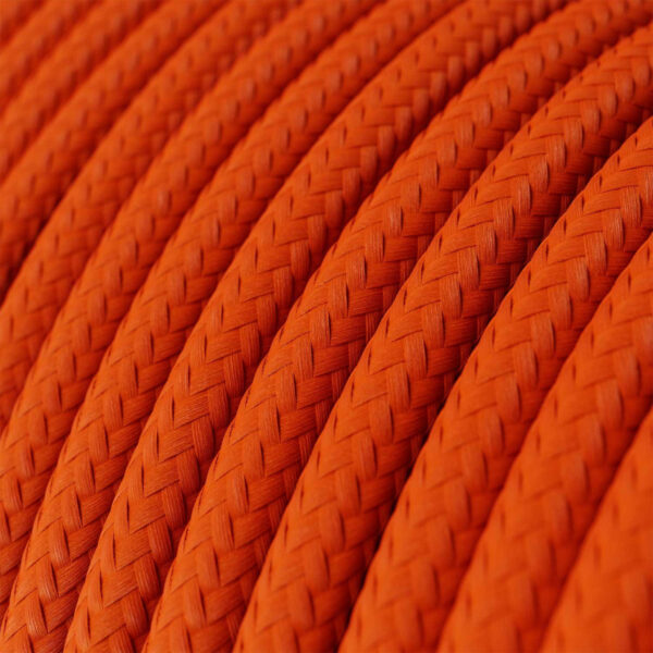 Fil Électrique Textile Rond Tissu Orange – 1m pour lampe suspension DIY Round Textile Electrical Cord, Orange – 1 m for DIY pendant lamp – MCFE0000206T2S01