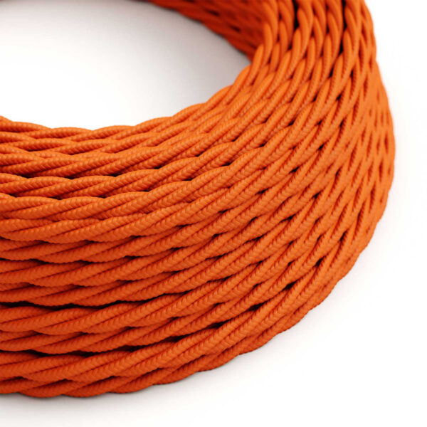 Fil Électrique Textile Torsadé Tissu Orange pour luminaire DIY Orange Twisted Textile Electrical Cord for DIY Lighting – MCFE0010006T2
