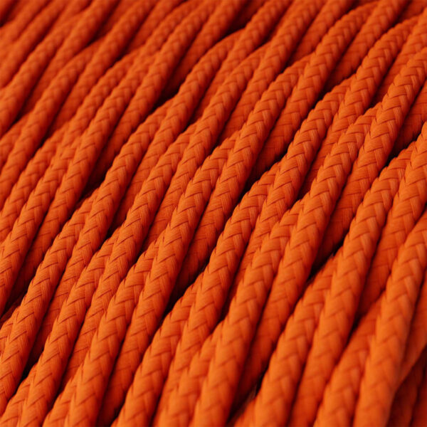 Fil Électrique Textile Torsadé Tissu Orange – 2 fils, 1m pour luminaire DIY Orange Twisted Textile Electrical Wire – 2-wire, 1 m for DIY lighting – MCFE0010106T2S01