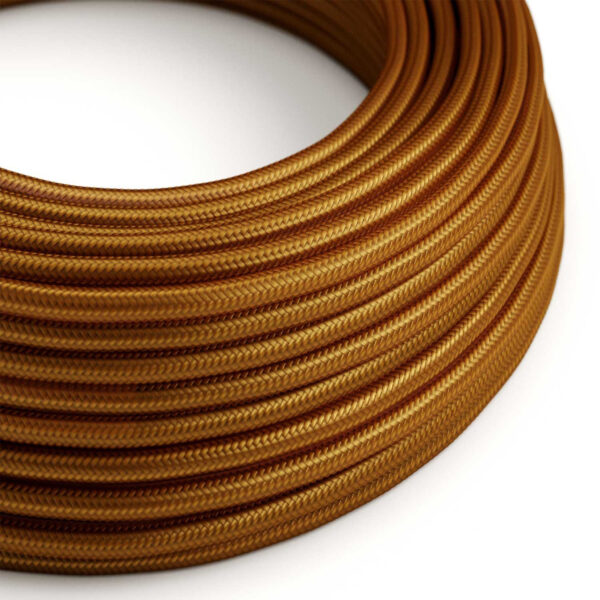 Fil Électrique Textile Rond Tissu Brun Whisky pour lampe suspension DIY Round Textile Electrical Cord, Whiskey Brown, for DIY Pendant Lamp – MCFE0000240T2