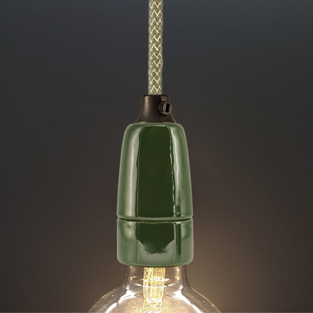 Luminaire suspension Kit douille porcelaine vert E14 – MCFL0405605B2