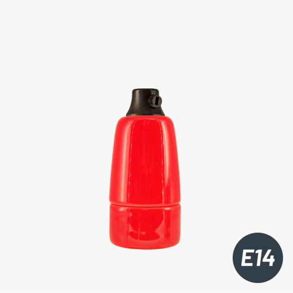 E14-fittingset van rood porselein - MC Fact