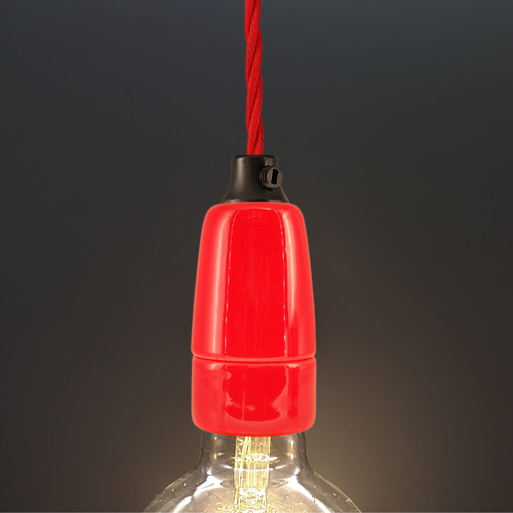 Luminaire suspension Kit douille porcelaine rouge e14 &ndash; MCFL0405604B2
