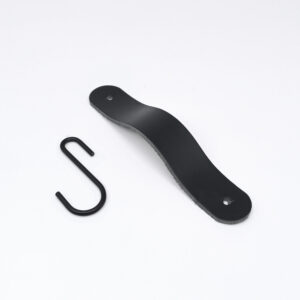 Abgerundeter Garderobenhaken aus schwarzem Leder - Mattschwarz - MCFA0080125L2W22