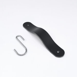 Abgerundeter Garderobenhaken aus Leder Schwarz - Chrom - MCFA0080125L2W83