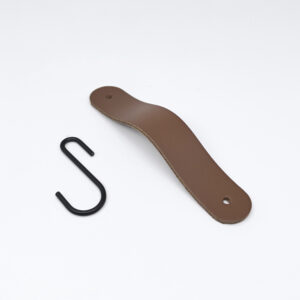 Rounded Wardrobe Hook in Matte Brown Leather - Matte Black - MCFA0080325L2W22