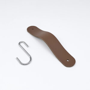 Rounded Wardrobe Hook in Matte Brown Leather - Chrome - MCFA0080325L2W83
