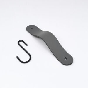 Abgerundeter Garderobenhaken aus Leder in Mattgrau - Mattschwarz - MCFA0080725L2W22