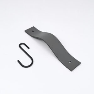Gerader Garderobenhaken aus Leder in Mattgrau - Mattschwarz - MCFA0070725L2W22