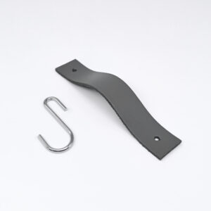 Gerader Kleiderhaken aus mattgrauem Leder - Chrom - MCFA0070725L2W83