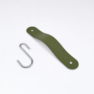Crochet de Penderie Arrondi en Cuir Vert Olive Mat – Chrome – MCFA0080524L2W83