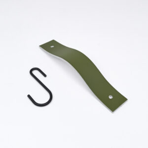 Oliv Green Mat Leren Rechte Garderobehaak - Mat Zwart - MCFA0070524L2W22