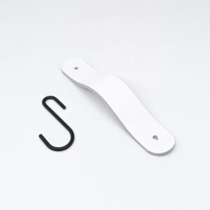 Rounded Wardrobe Hook in Matte White Leather - Matte Black - MCFA0080225L2W22