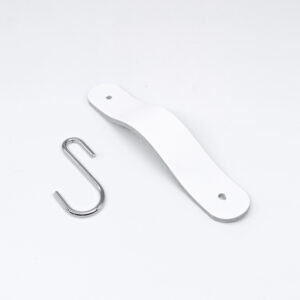 Rounded Wardrobe Hook in Matte White Leather - Chrome - MCFA0080225L2W83