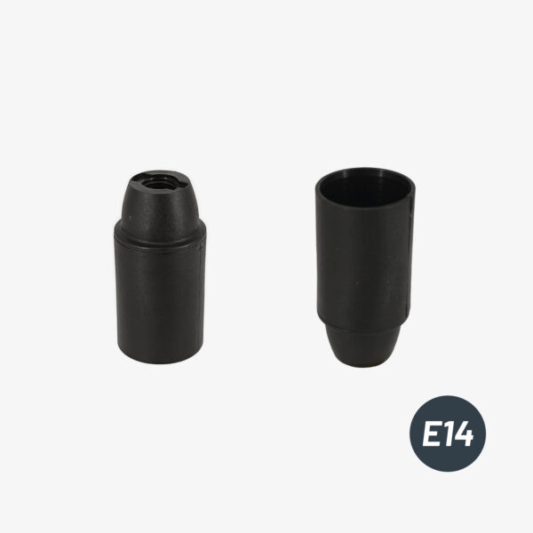 E14-Fassung aus glattem schwarzem Kunststoff für DIY-Leuchten – MCFA0005781Y3