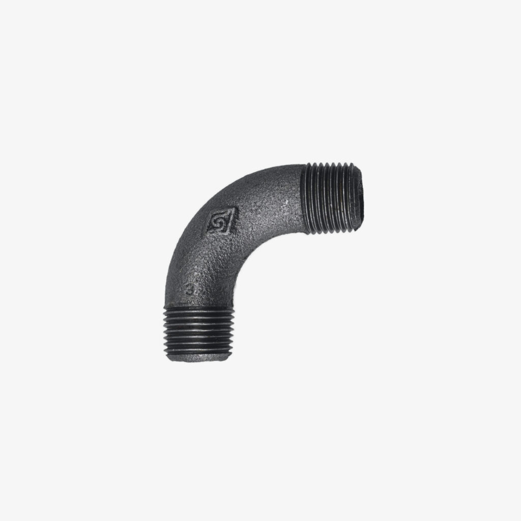 Raccord Coude long male male 90° de plomberie en fonte noir pour la décoration industrielle DIY – MCFF0121300W1