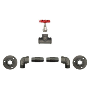 Porte Manteau Industriel Mural Vintage sur bride 3 trous- 1 Vanne Volant Rouge – Kit, Sans vis, Standard – MCFK3110512W1
