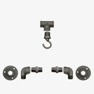 Porte Manteau Industriel 1 Crochet Vertical sur bride déco – Kit, Sans vis – MCFK4110512W1