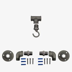 Porte Manteau Industriel 1 Crochet Vertical sur bride déco – Kit, Vis et cheville – MCFK4110512W1S66