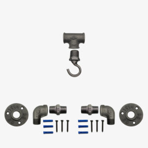 Porte Manteau Industriel 1 Crochet Vertical sur bride 1914 – Kit, Vis et cheville – MCFK5110512W1S66