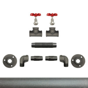 Porte Manteau Industriel Mural Vintage sur bride déco – 2 Vannes Volant Rouge – Kit, Sans vis, Grenaillé – MCFK3120512Z1