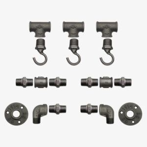 Porte Manteau Industriel 3 Crochets Verticaux sur bride 1914 – Kit, Sans vis – MCFK5130512W1