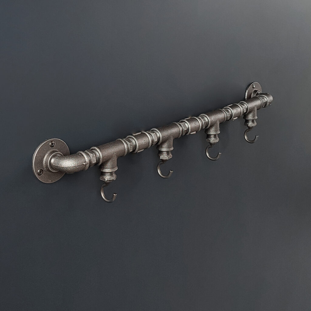 Industrial Coat Rack 4 Vertical Hooks on Deco Flange - MCFK4140512