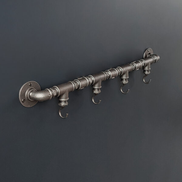 Porte Manteau Industriel 4 Crochets Verticaux sur bride déco – MCFK4140512