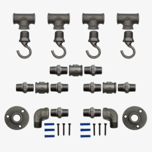 Industrial Coat Rack 4 Vertical Hooks on Deco Flange - Kit, Screw and Dowel - MCFK4140512W1S66