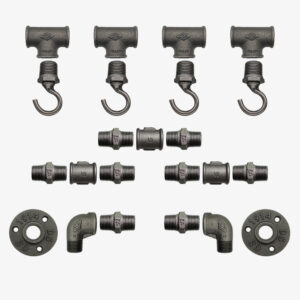Industrielle Garderobe mit 4 vertikalen Haken am Flansch 1914 - Kit, ohne Schrauben - MCFK5140512W1
